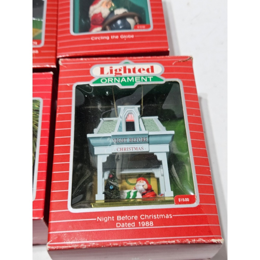 Hallmark Lighted Christmas Ornaments Lot of 6 Vintage Mice Santa Noel - Picture 2 of 9